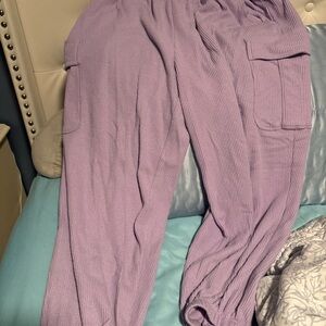 Aerie Lilac Waffle Knit Pants